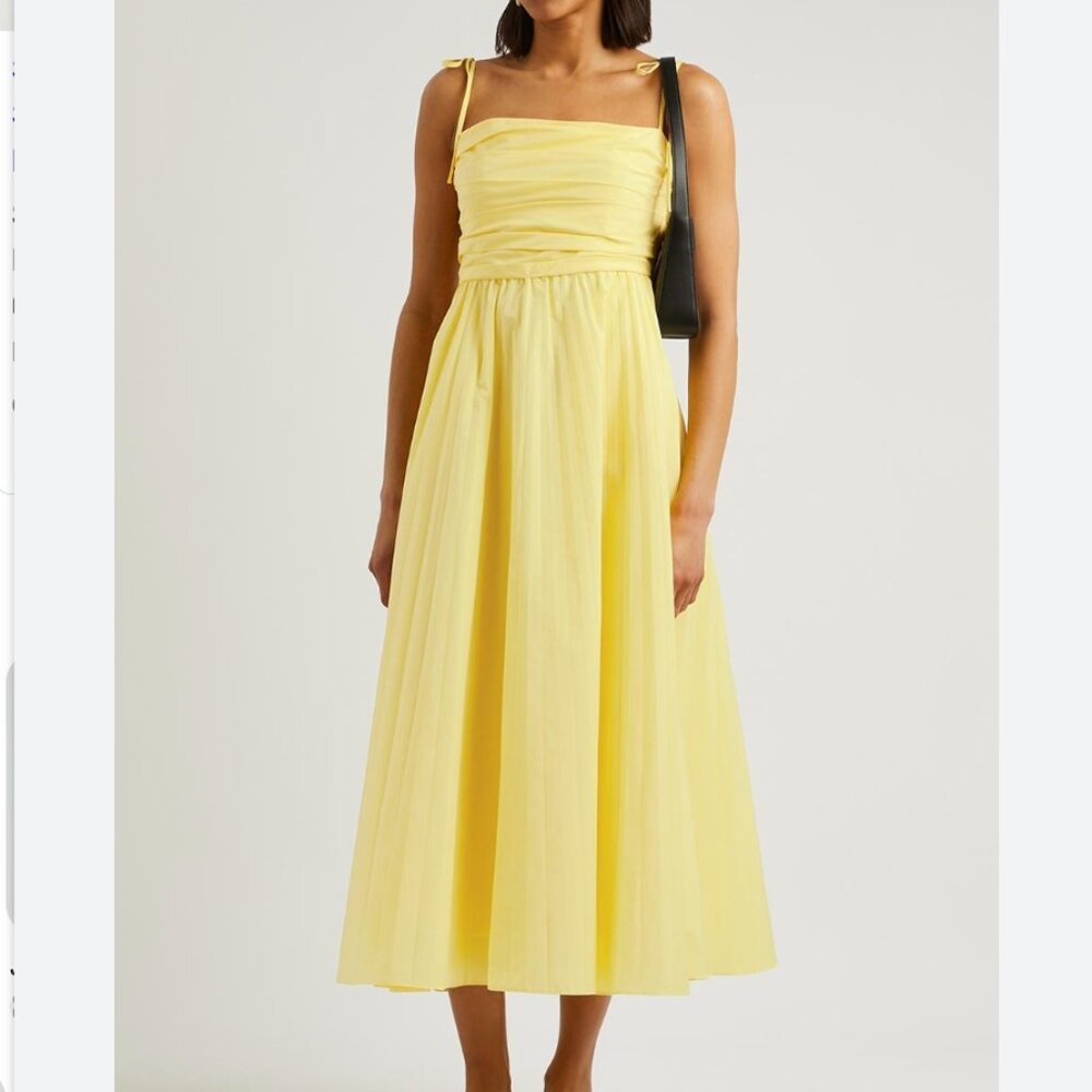 SIMKHAI Caroline Pleated Butter Yellow Dress